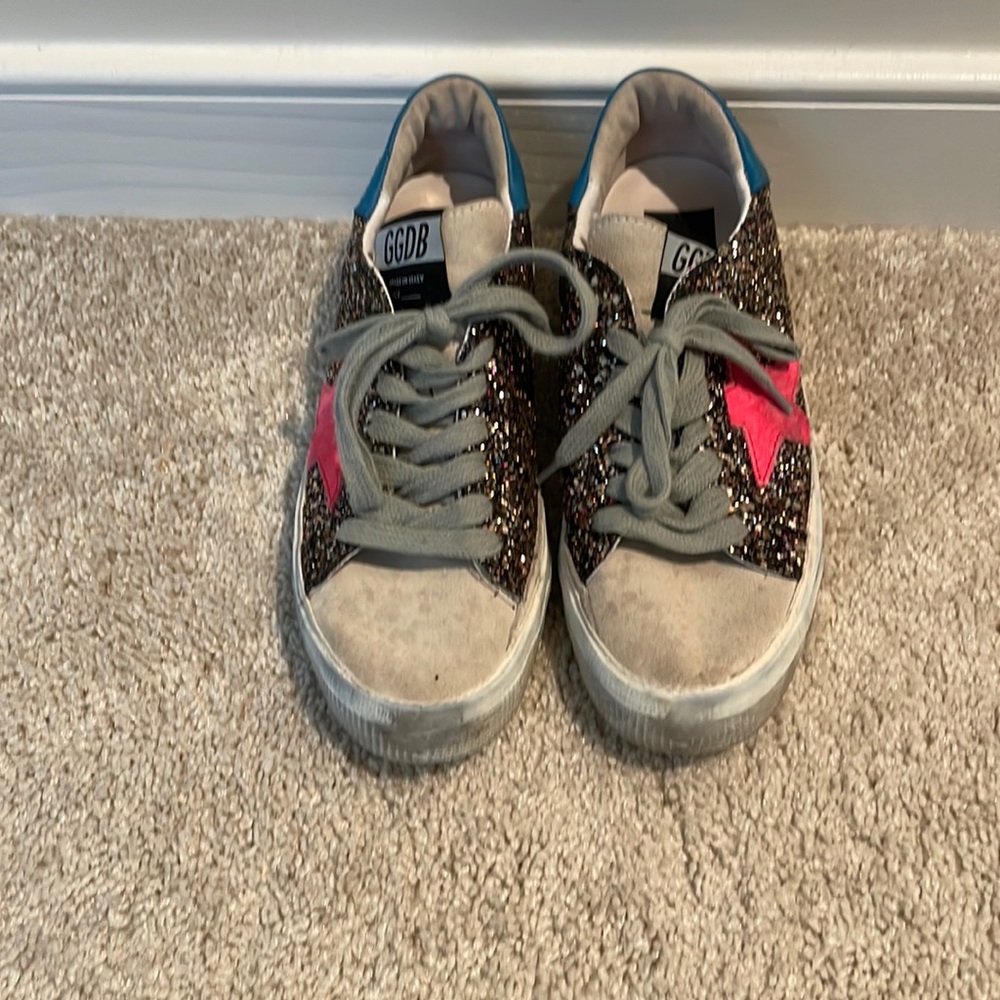 Golden Goose May Glitter Sneakers, size 6.